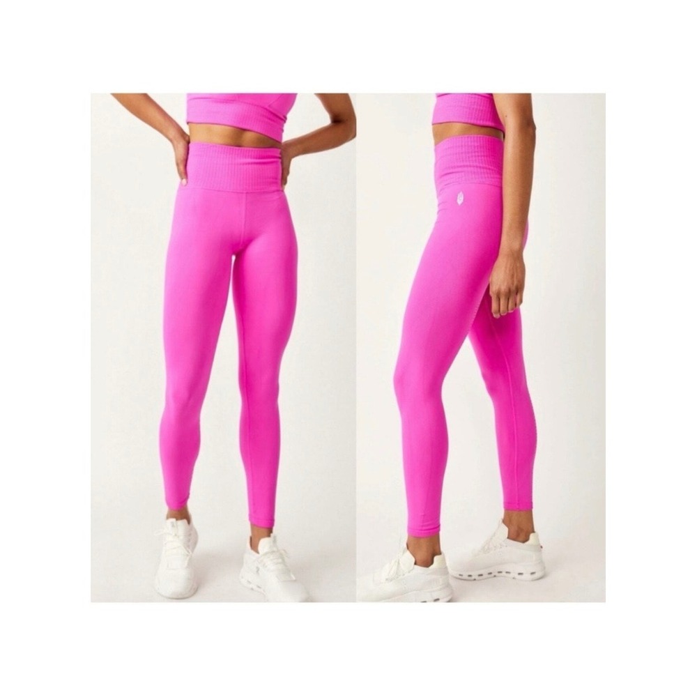 Free People Movement Good Karma Ribbed Yoga Hiking Women Leggings Tropical Pink
